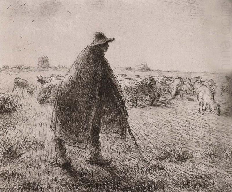 Shepherden in the field, Jean Francois Millet